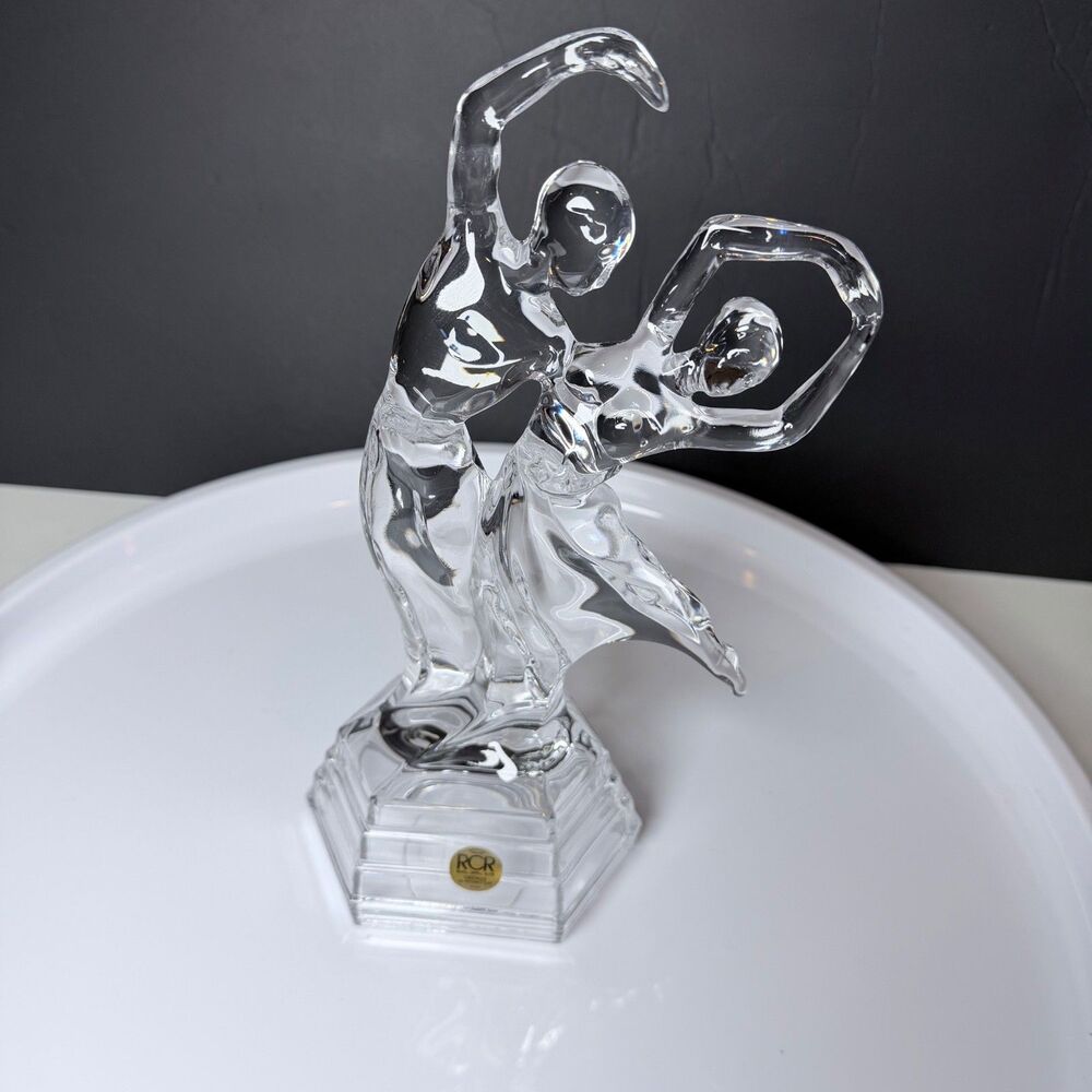 RCR Royal Crystal Rock Bolero Dancing Couple 24% Lead Crystal Italy 11" Figurine
